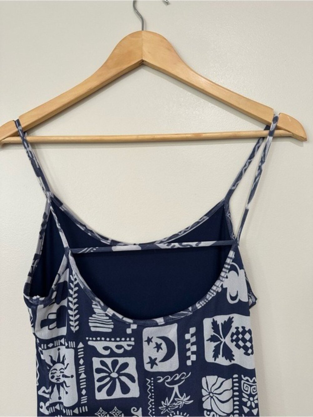 See You Monday Tropical Mesh Maxi Dress Blue White Resort Vacation Size L - Picture 6 of 10